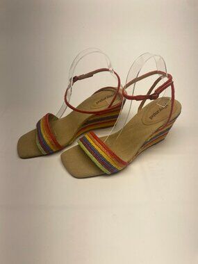 Jeffrey Campbell On-Board Rainbow Espadrille Wedge Sandal Sz 9.5